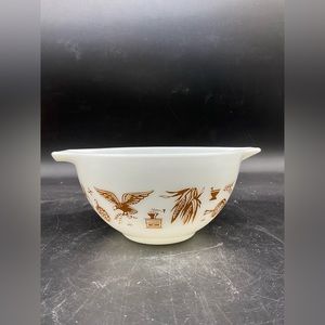 Vintage Brown and White Small Pyrex Bowl